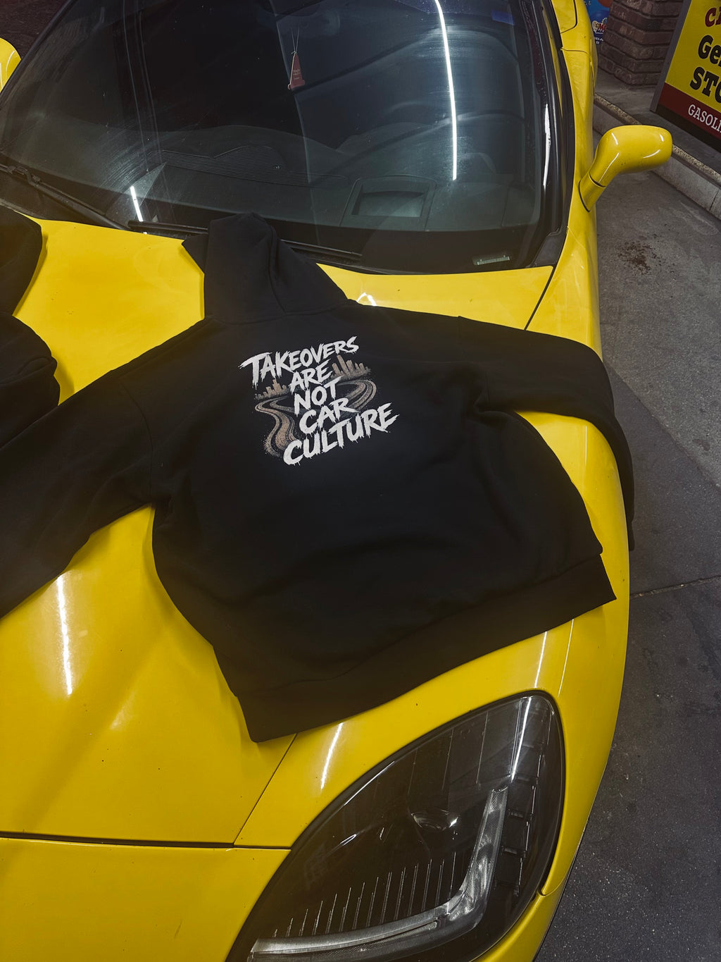 Takeovers are not car culture graphic hoodie